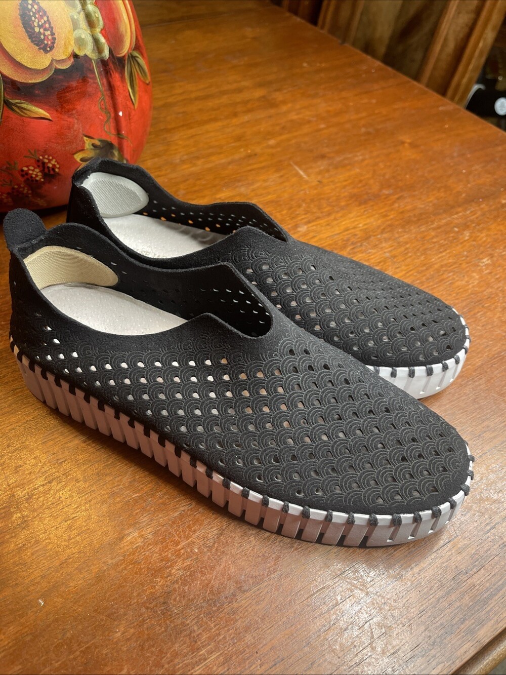 Ilse Jacobsen Tulip BLACK Perforated Loafers Shoes - Women's 41 - 10M Comfort
